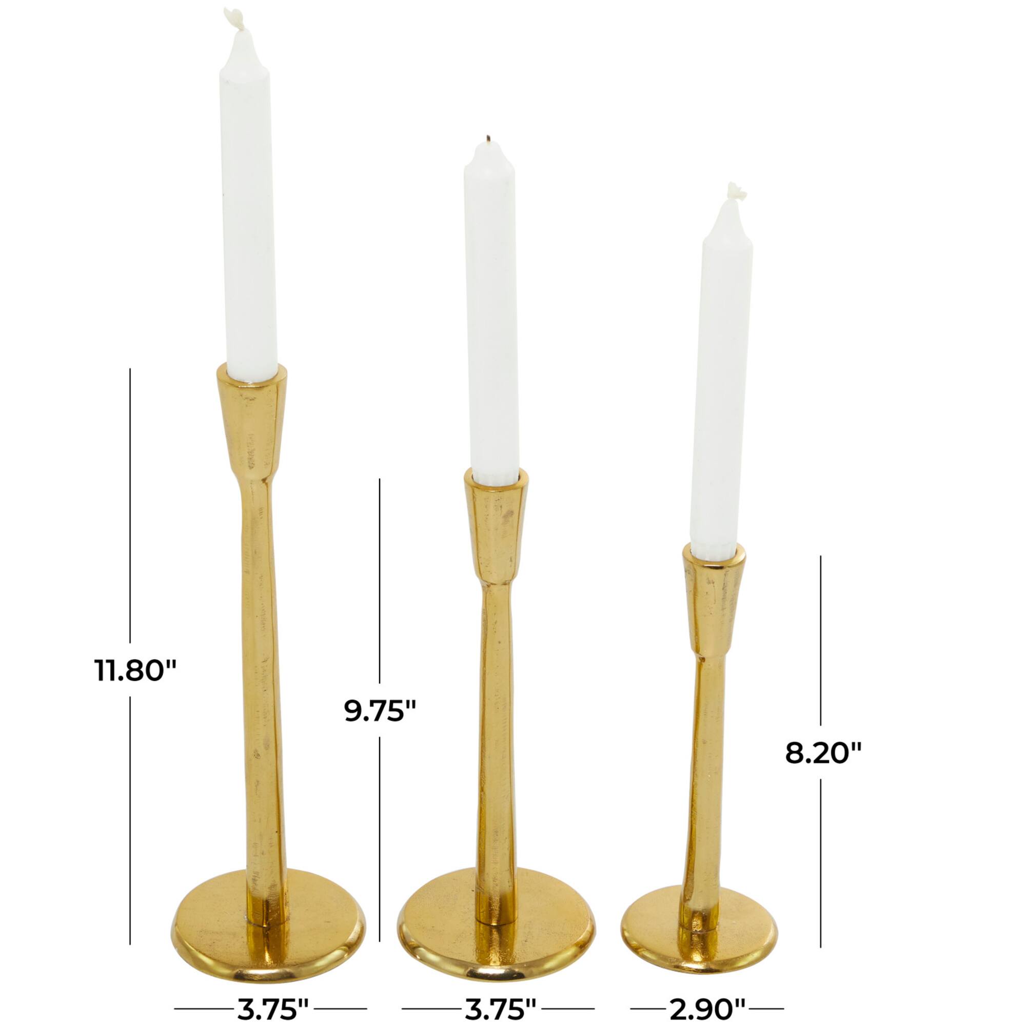 Gold Aluminum Tapered Candle Holder Set